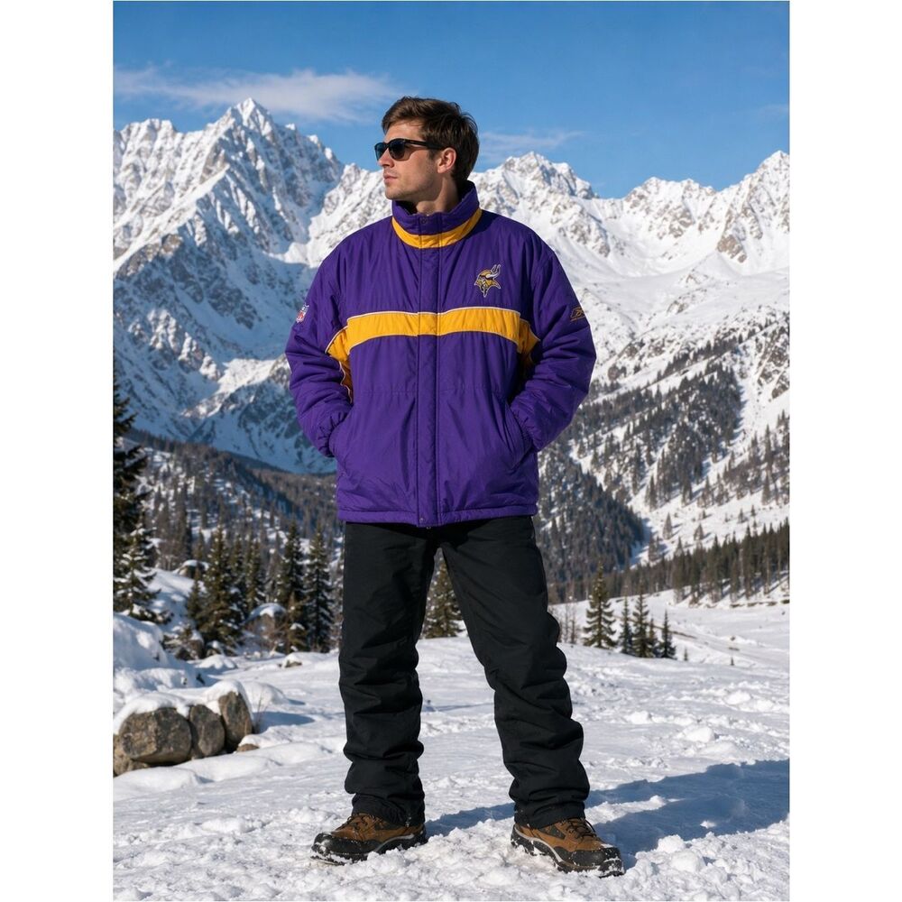 Vintage Minnesota Vikings Full Zip Logo Jacket NFL 2XL Reebok See Description